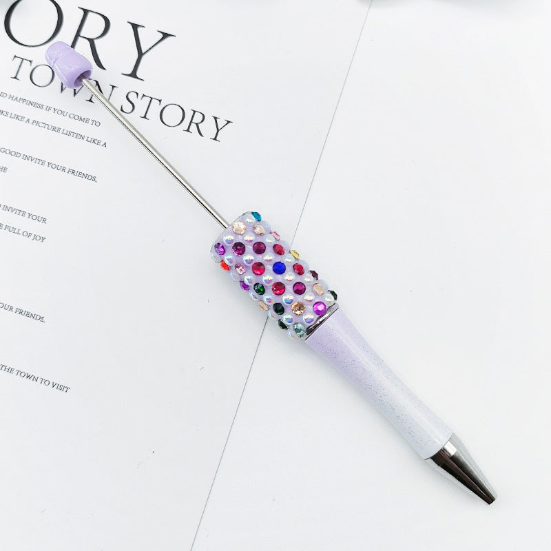 Gradual change color candy diamond bead pen DIY handmade diamond pearl agate ballpoint pen, cute creative gift pen