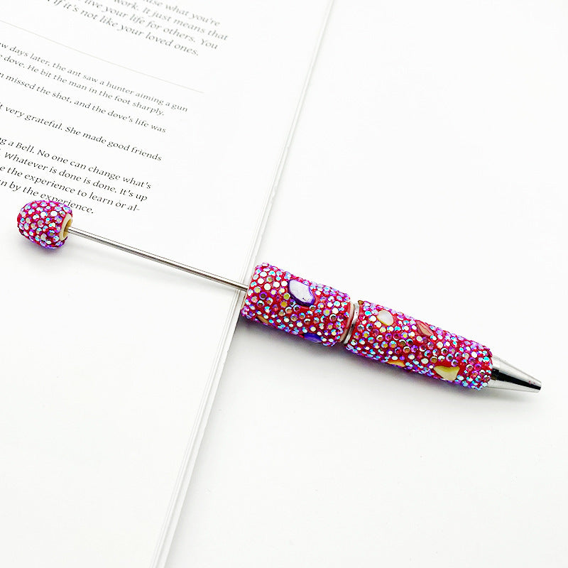 DIY colorful shell full diamond bead pen, handmade bead full diamond ballpoint pen puzzle colorful diamond gifts stationery