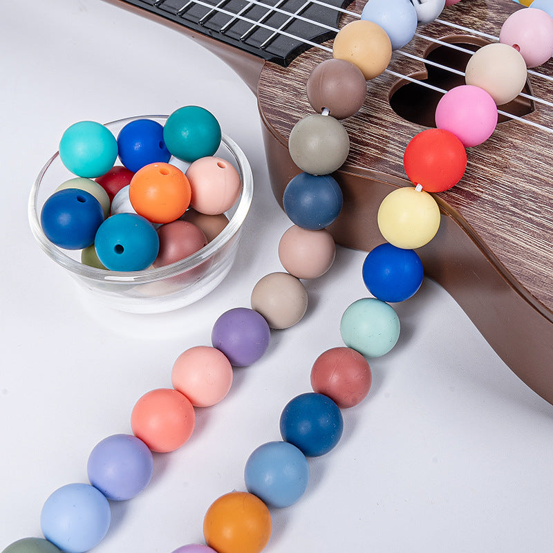 9 Mm Food Grade Silicone Beads Colored Round Loose Beads Handmade DIY Beaded Bracelet Pacifier Chain Accessories Spot Wholesale