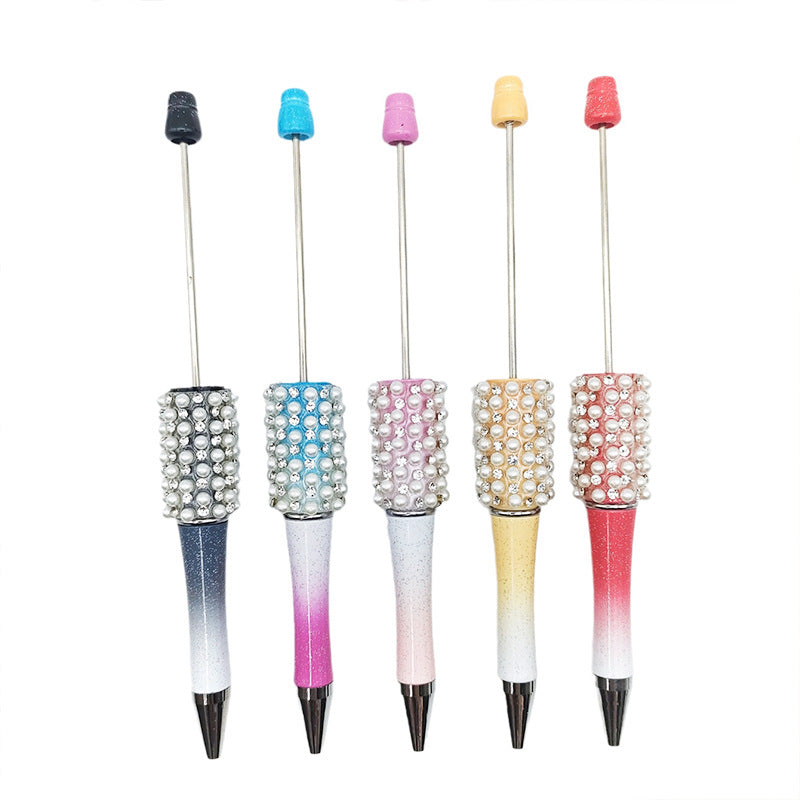 DIY Pearl Diamond Bead Pen Hand Sticker Diamond Ballpoint Pen Flash Diamond Pearl Diamond Beadedpen Spot Wholesale