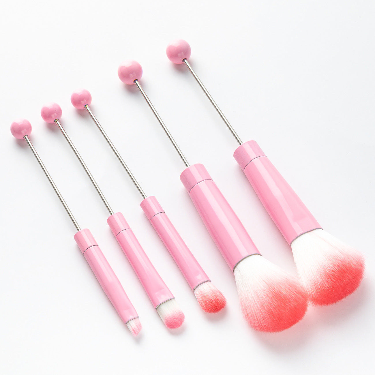 DIY metal handle string beads makeup brush set, concealer brush, eyeshadow brush, eyebrow brush, makeup, makeup tools wholesale