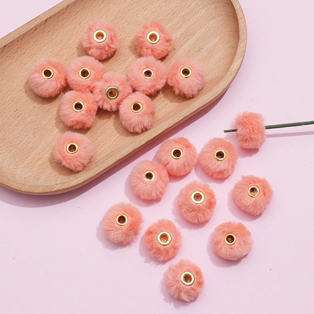 Imitation Rabbit Fur Plush Hanging Ball Beads Beads 20mm Straight Hole Hairball Beads DIY Mobile Phone Chain Accessories