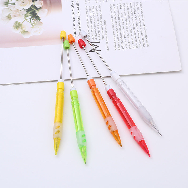 ABS plastic beaded pencil 0.5 free sharpening pencil DIY continuous lead automatic pencil student writing gift wholesale