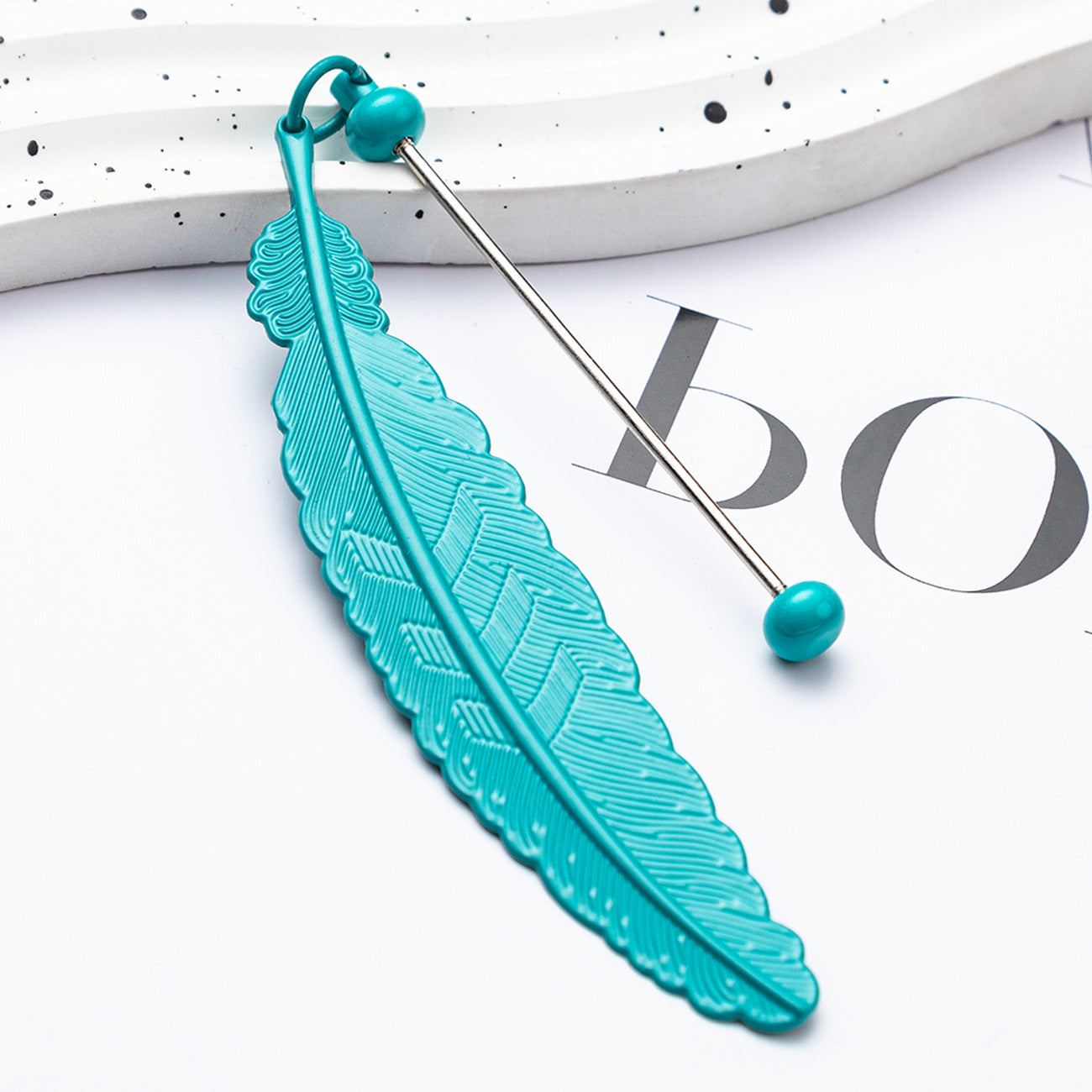 Spot metal feather bookmark creative DIY beaded bookmark pendant children's reward small gift mark book page folder