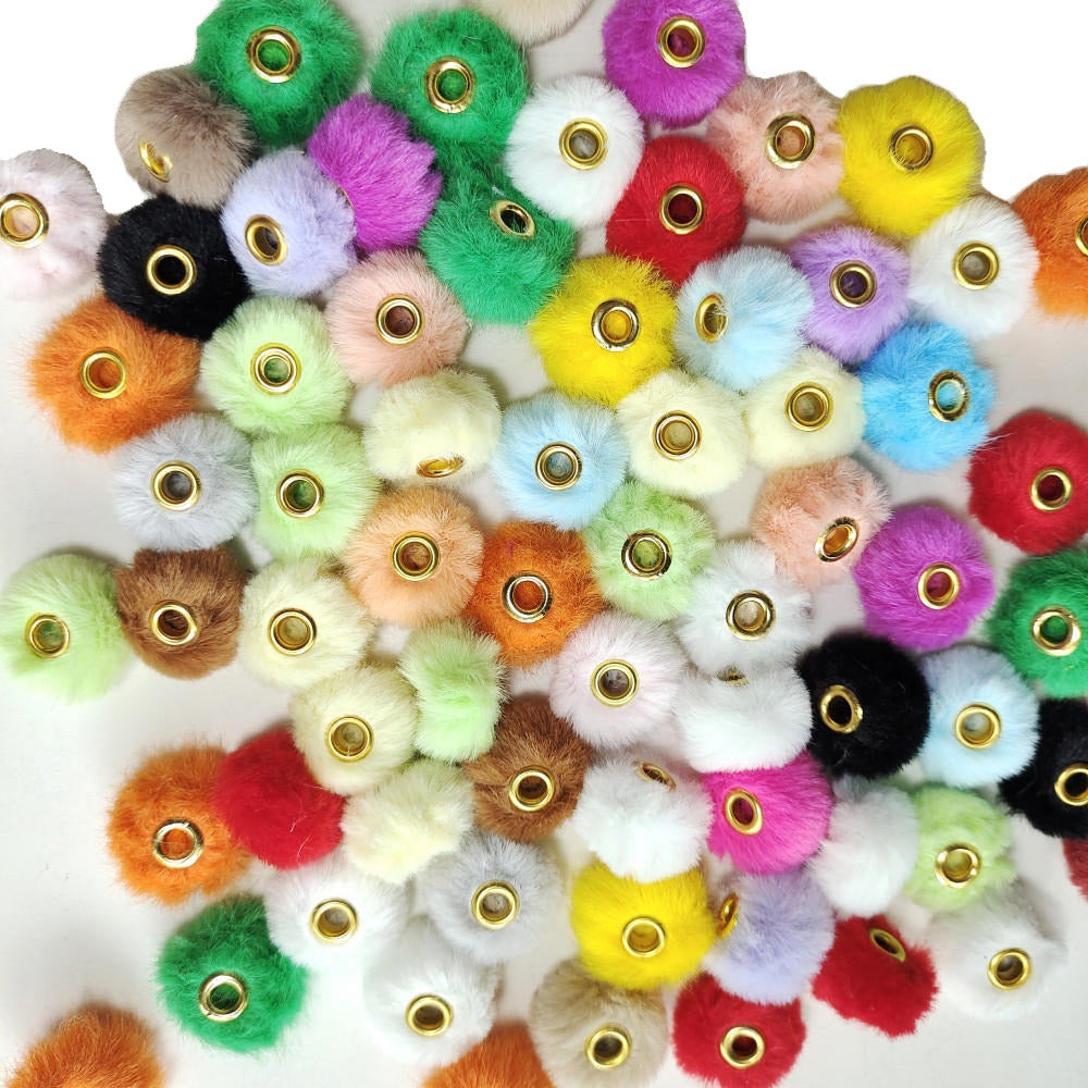 Imitation Rabbit Fur Plush Hanging Ball Beads Beads 20mm Straight Hole Hairball Beads DIY Mobile Phone Chain Accessories