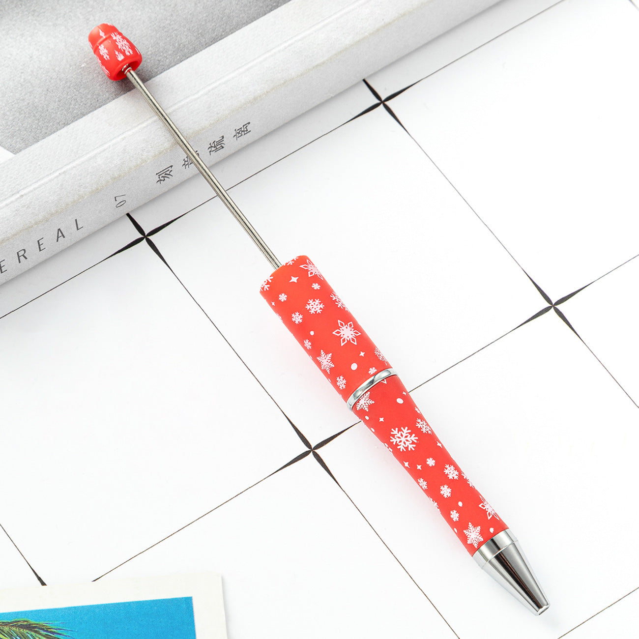 Green Christmas Tree Gingerbread and Lovely Red Color Christmas Santa Printed Beadable Pens