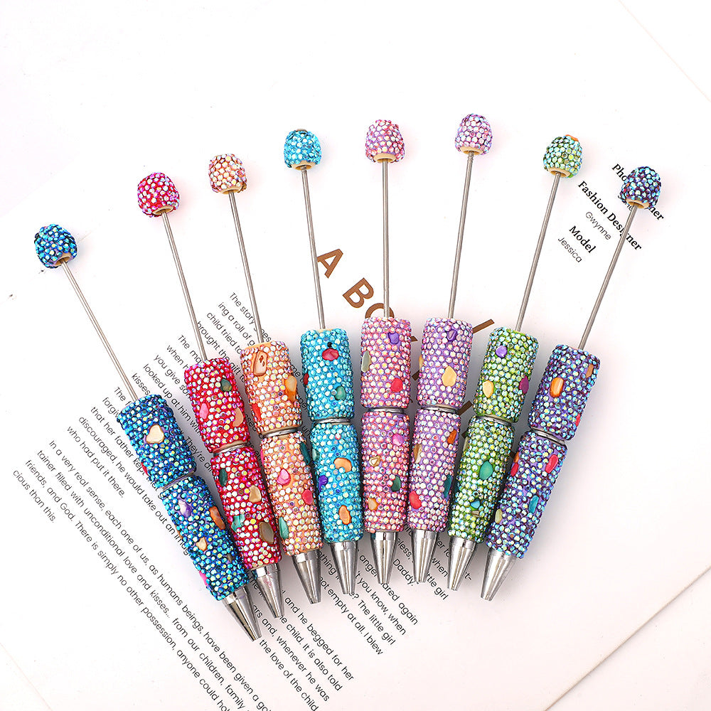 DIY colorful shell full diamond bead pen, handmade bead full diamond ballpoint pen puzzle colorful diamond gifts stationery