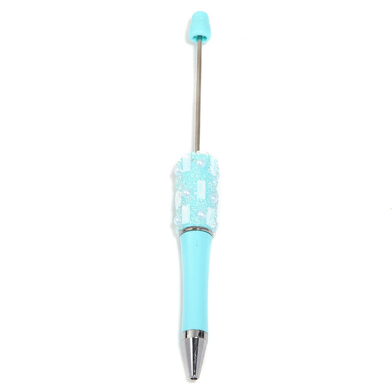 Heavy Industry DIY Shiny Square Diamond Rhinestone Gypsy Sugar Pattern Multi-color Beaded Rotary Ballpoint Pen