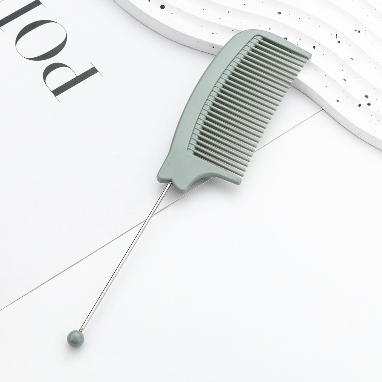 DIY Beaded Comb Hair Highlights Comb Beauty Styling Comb Steel Needle Comb Plastic Tip Tail Comb Hair Salon Hair Tool
