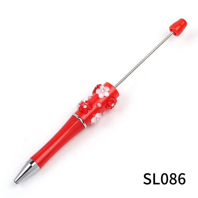 Heavy Industry DIY diamond-encrusted five-petaled flower bead pen multi-color rotating ballpoint pen spot wholesale support mixed batch