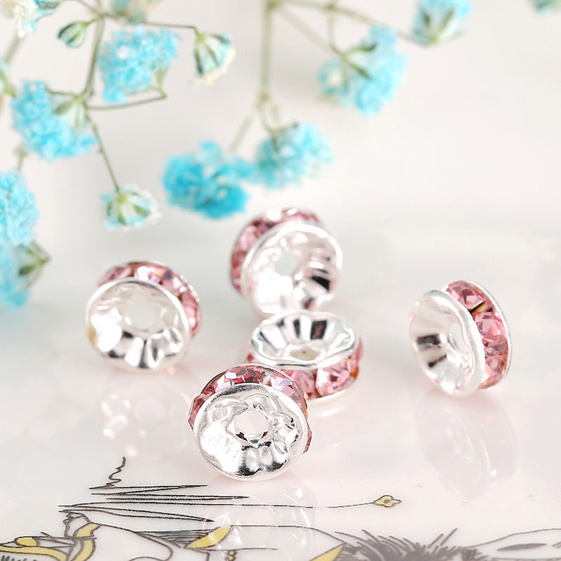 12Mm Hand-drilled Ring Spacer Beads, Colored Bracelet with Diamond Spacer Wheel Ring DIY Jewelry Accessories