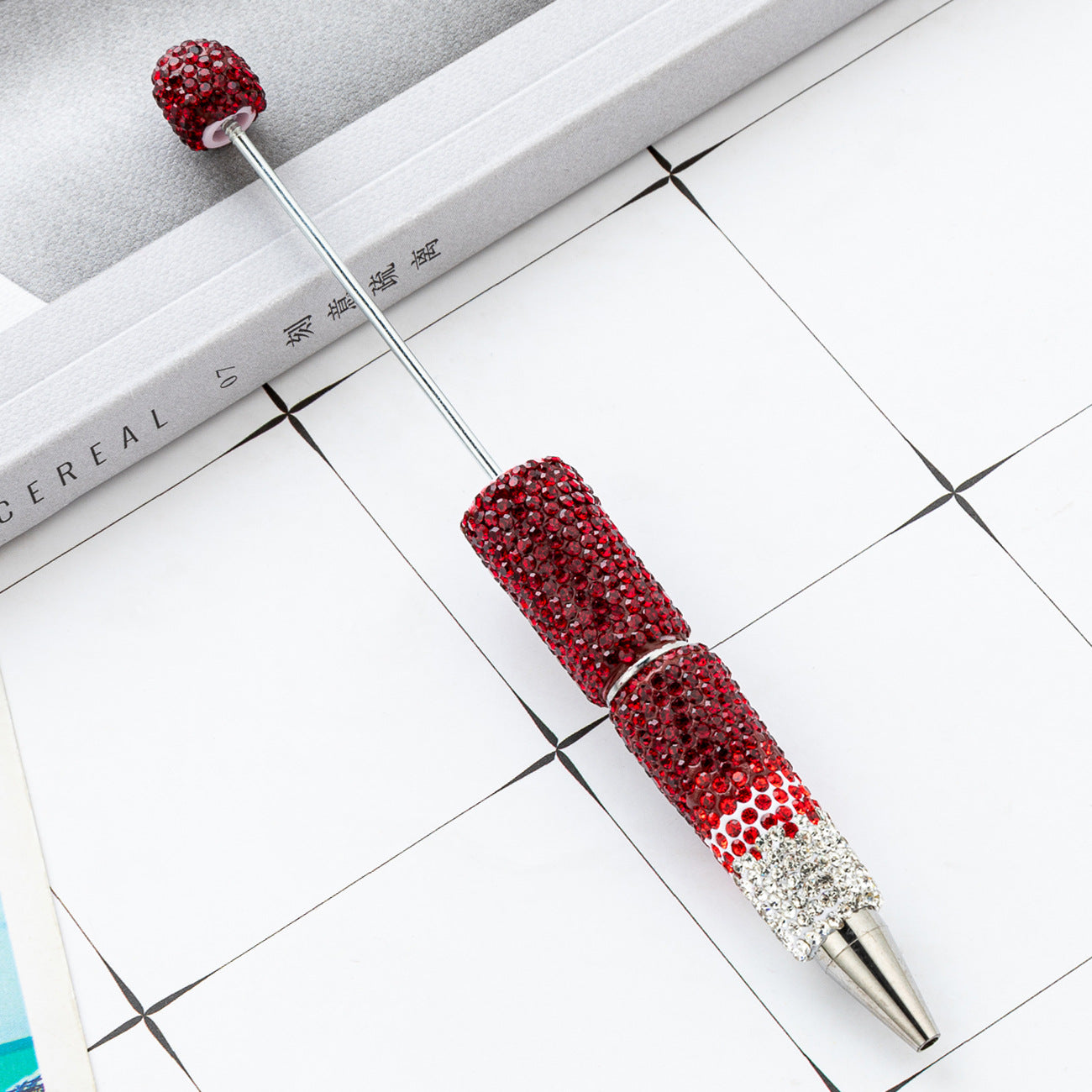 New DIY gradual change bead pen multi-color full diamond plastic beaded ballpoint pen manual diamond bead pen wholesale