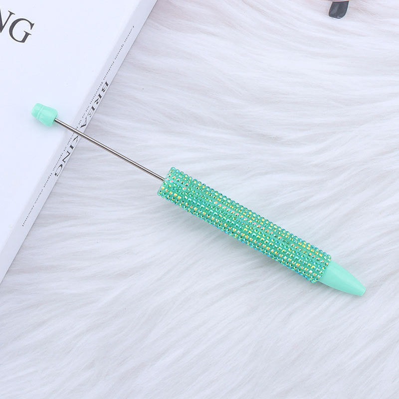 Cross-border long diamond-encrusted beaded pen DIY sticker full diamond beaded ballpoint pen creative cute girl heart gift pen