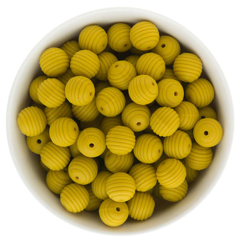 Spot 15mm silicone threaded beads food grade material baby toothpaste chain loose beads DIY accessories honeycomb beads wholesale