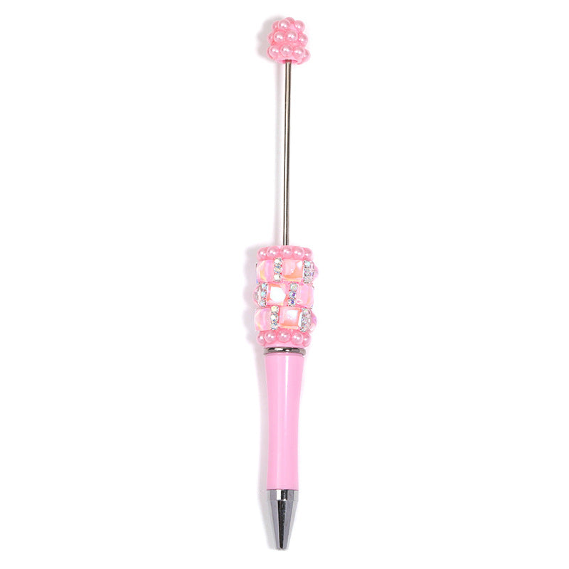 Creative DIY bead pen heavy industry high value square diamond pearl diamond bead pen multi-color plastic rotating ballpoint pen