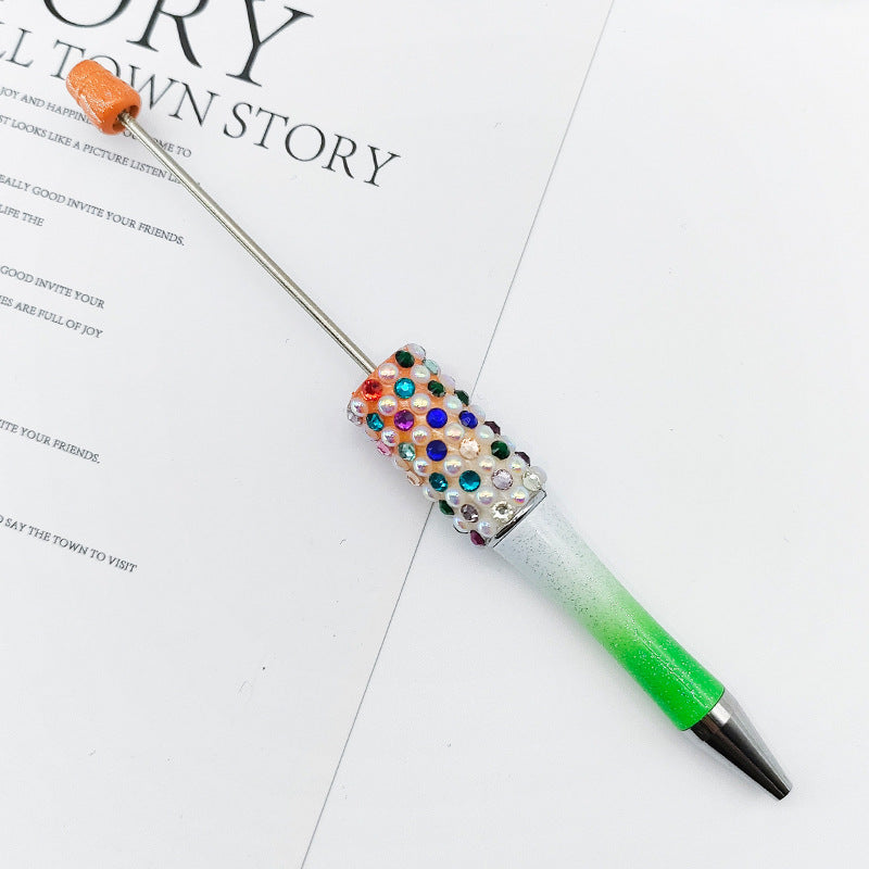 Gradual change color candy diamond bead pen DIY handmade diamond pearl agate ballpoint pen, cute creative gift pen