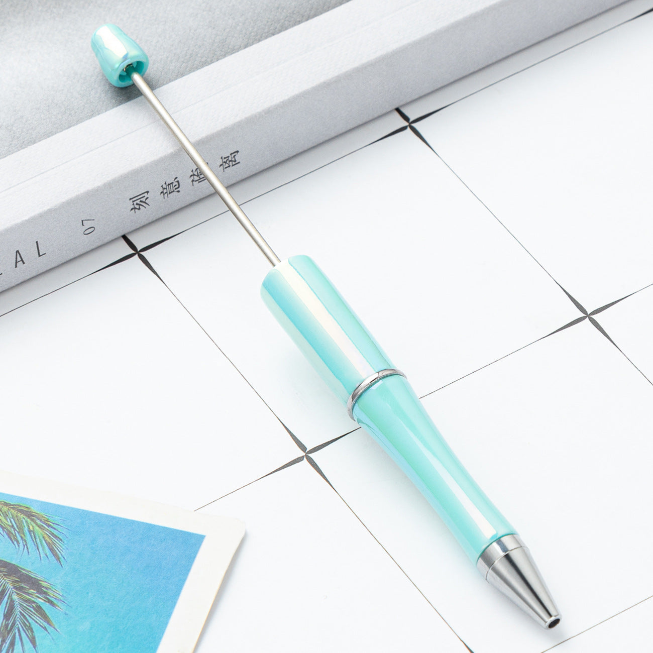 Cross-border plastic bead pen wholesale student creative handmade DIY ballpoint pen new UV gradual change bead pen wholesale
