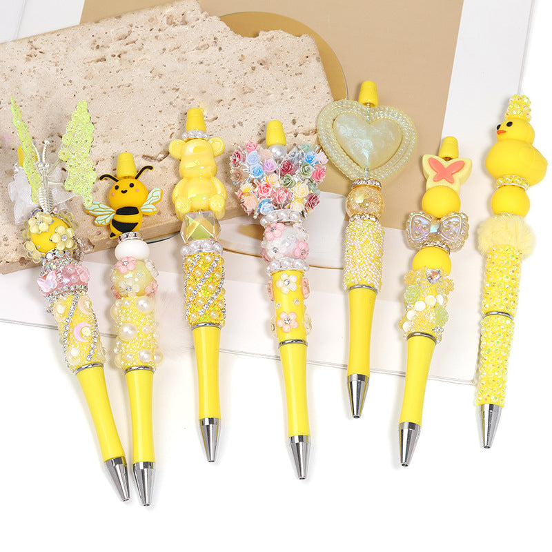 Creative new cartoon rotating bead pen heavy industry glitter high value new ins wind bead pen ballpoint pen