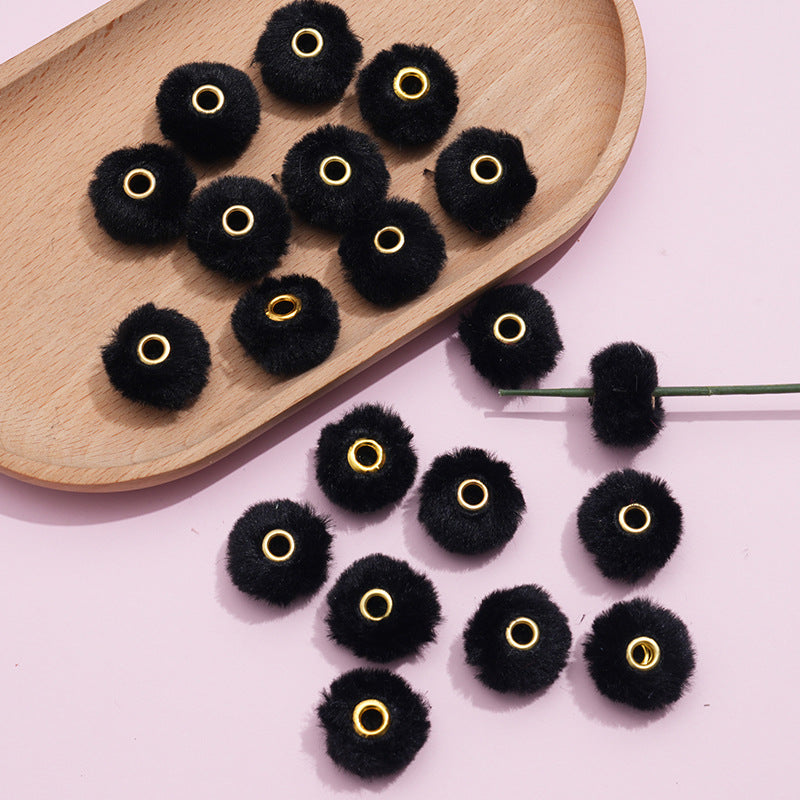 Imitation Rabbit Fur Plush Hanging Ball Beads Beads 20mm Straight Hole Hairball Beads DIY Mobile Phone Chain Accessories