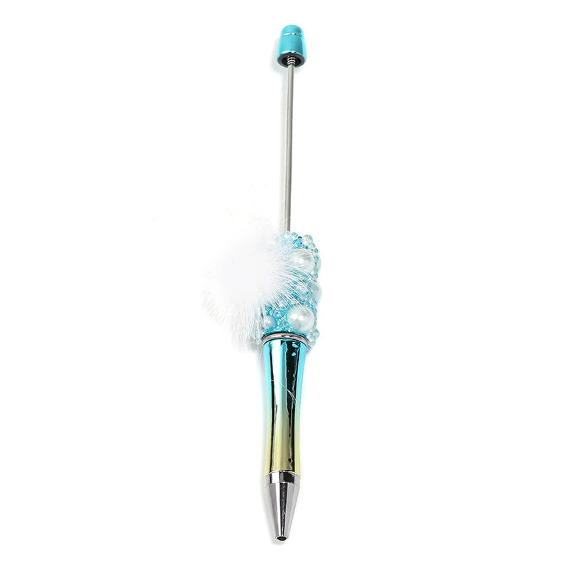 Soft cute pearl hairball DIY bead pen colorful bubble beads rotating ballpoint pen girl heart hand account gift pen