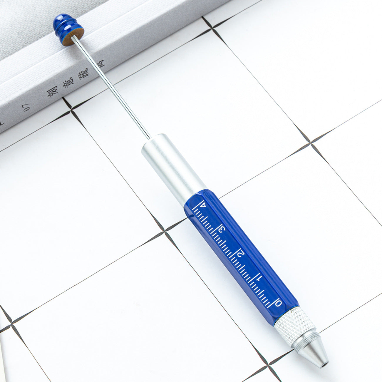 Multifunctional metal tool pen 5-in-1 painting scale screwdriver ballpoint pen DIY beading tool pen