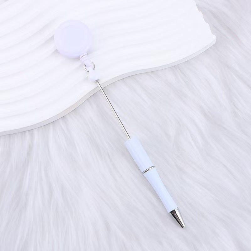 New easy-to-pull buckle beaded ballpoint pen, retractable plastic easy-to-pull retractable buckle, creative bead pen pull wire buckle