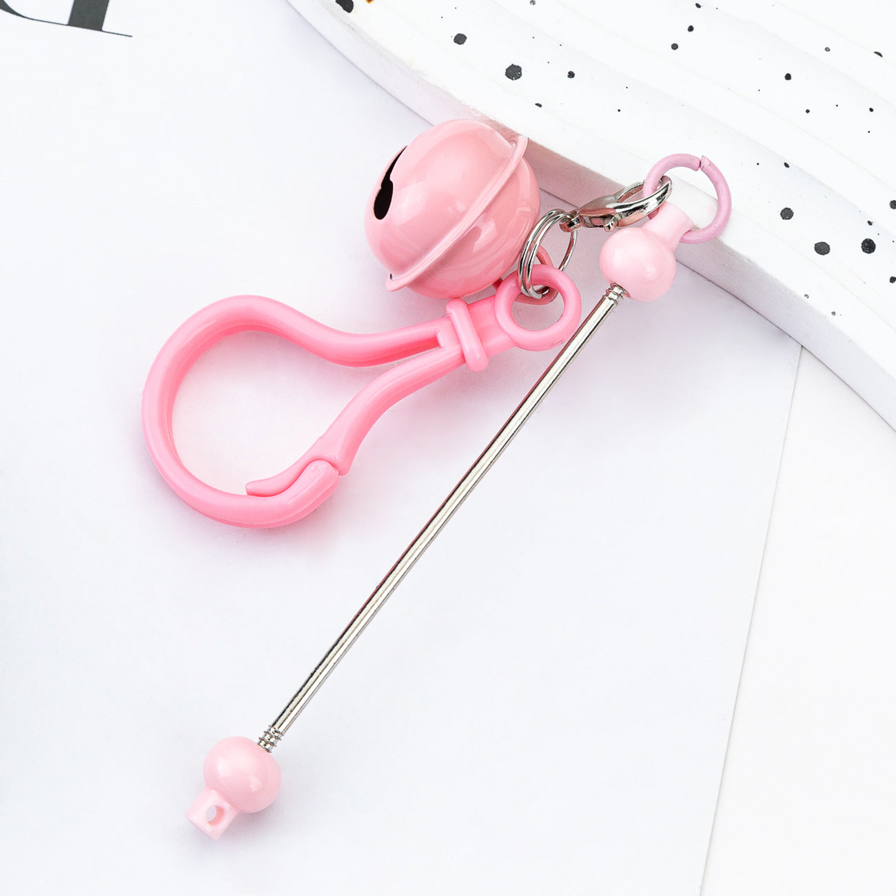 Spot DIY beaded bell keychain creative personalized bag pendant keychain candy color plastic keychain