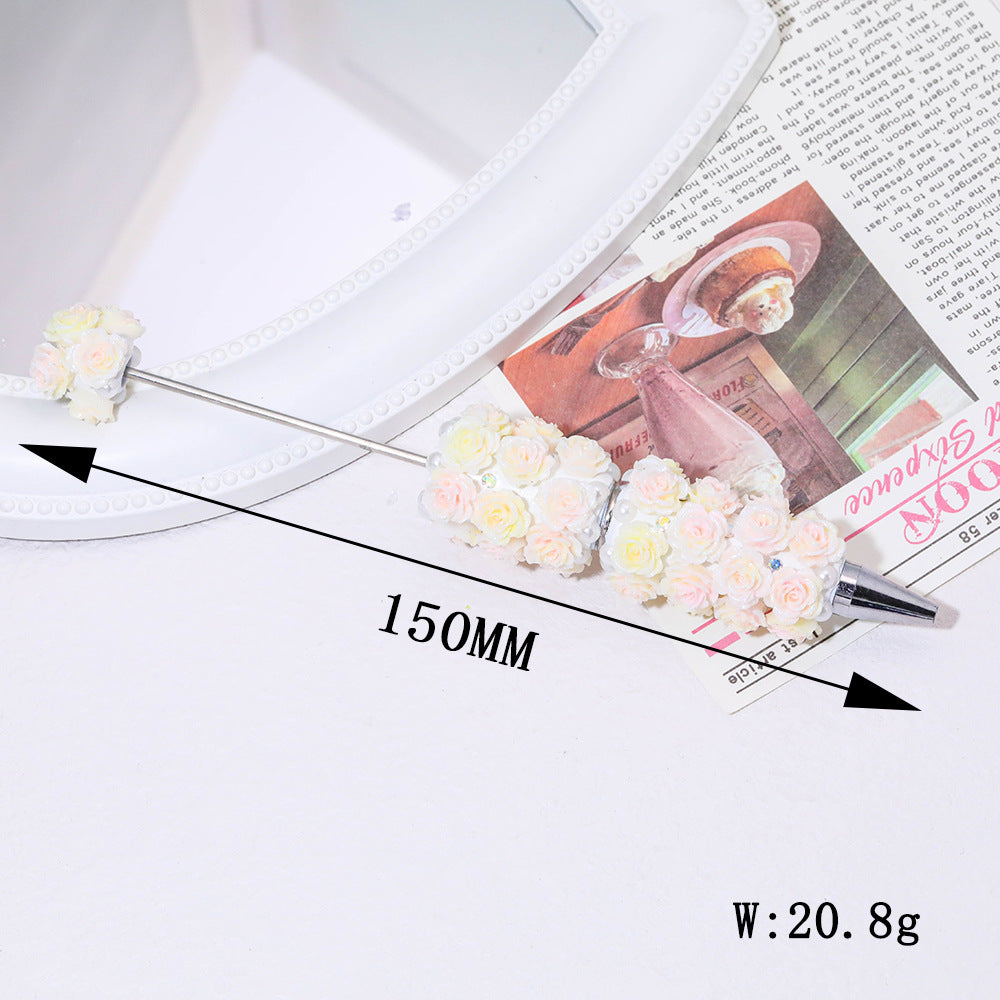 New heavy industry color flower luminous bead pen heavy industry DIY handmade beaded pen holder accessories