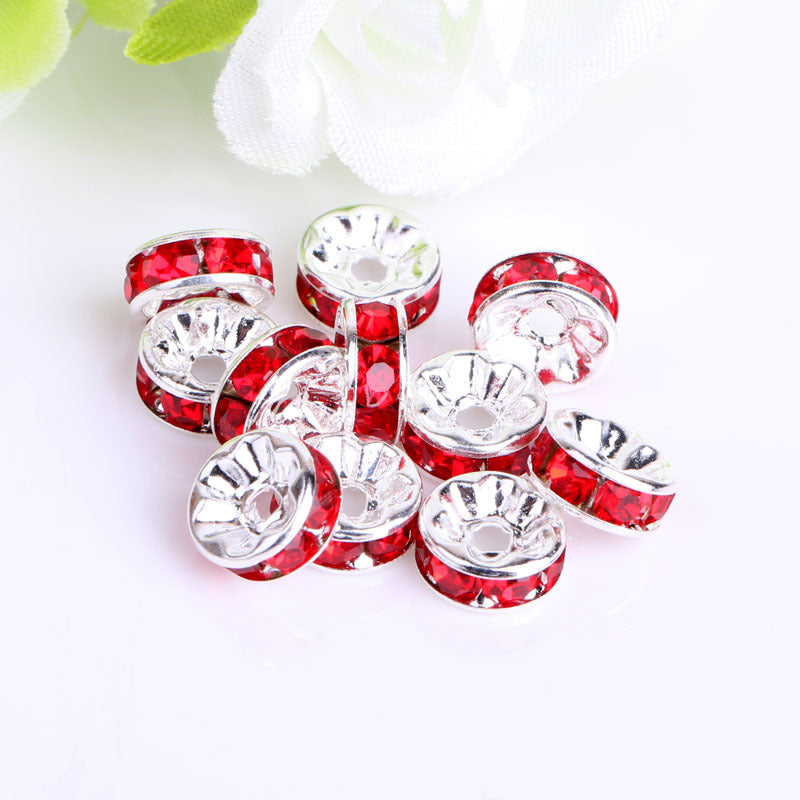 12Mm Hand-drilled Ring Spacer Beads, Colored Bracelet with Diamond Spacer Wheel Ring DIY Jewelry Accessories