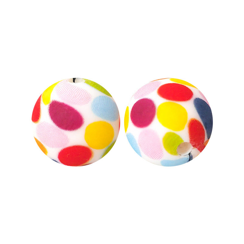 15mm Leopard Print Silicone Beads - Water Transfer Printed Daisy Round Beads for DIY Jewelry, Bead Pens, Loose Beads Wholesale #51-100