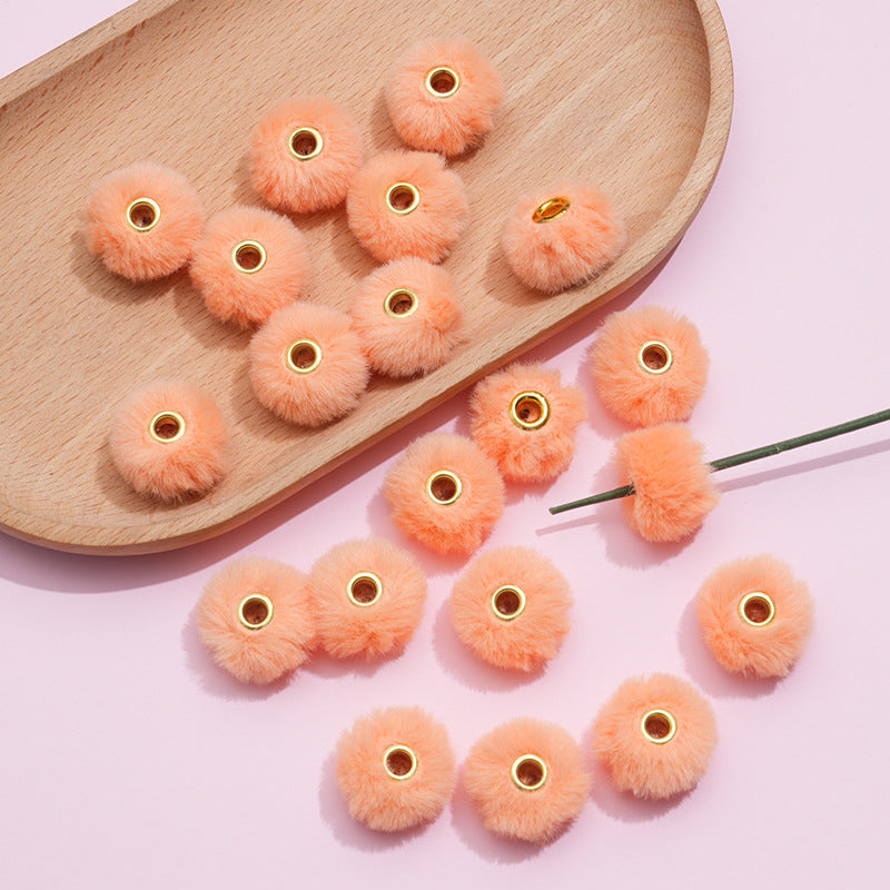 Imitation Rabbit Fur Plush Hanging Ball Beads Beads 20mm Straight Hole Hairball Beads DIY Mobile Phone Chain Accessories