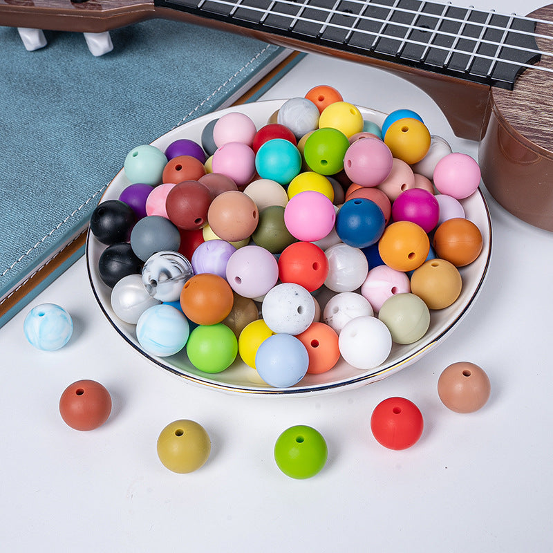 9 Mm Food Grade Silicone Beads Colored Round Loose Beads Handmade DIY Beaded Bracelet Pacifier Chain Accessories Spot Wholesale
