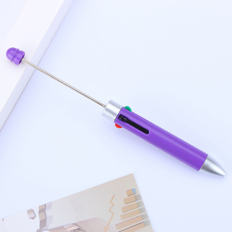 Business four-color bead pen DIY handmade jewelry bead pen cute puzzle multi-color plastic ballpoint pen gift pen