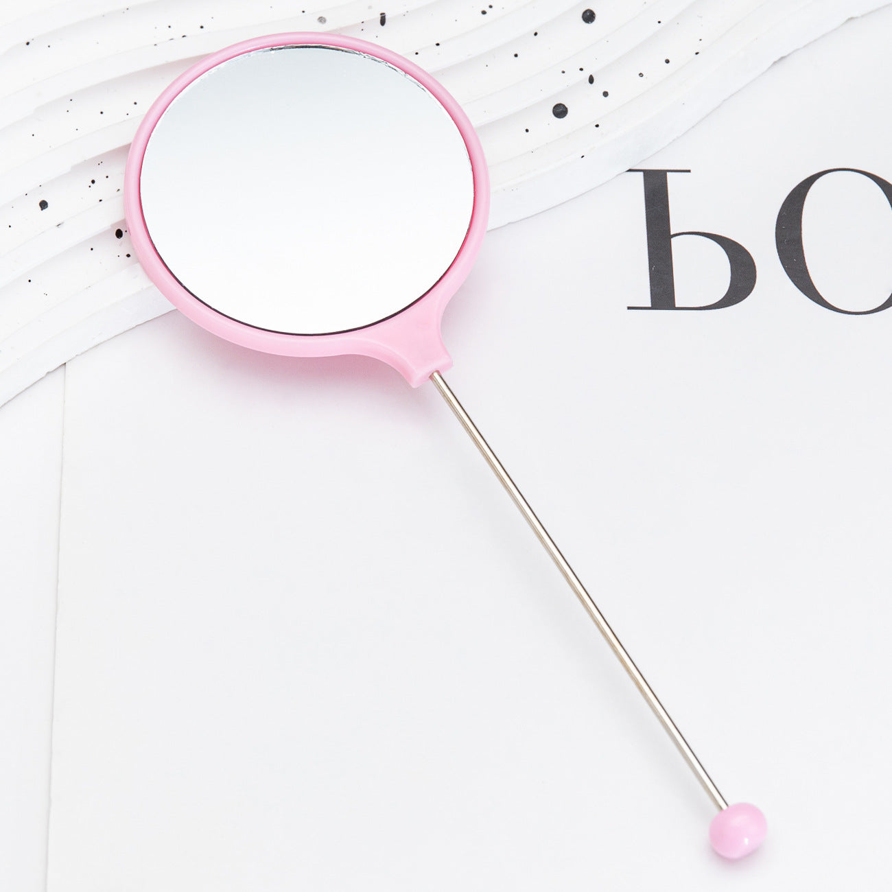 New DIY beaded handle mirror handheld makeup mirror portable single-sided vanity mirror plastic portable makeup mirror