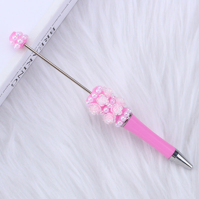 DIY new heavy industry bead pen, flower pearl bead pen, handmade patch pen cap with drill swirling gift pen