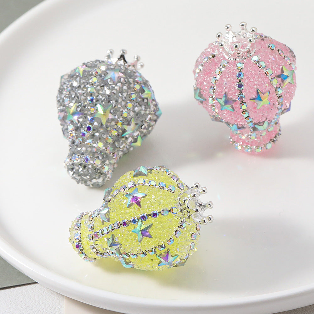 TK new diamond-encrusted vertical hole hot air balloon loose beads DIY mobile phone chain keychain bead pen necklace bead accessories