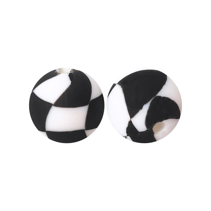 15mm Leopard Print Silicone Beads - Water Transfer Printed Daisy Round Beads for DIY Jewelry, Bead Pens, Loose Beads Wholesale #51-100