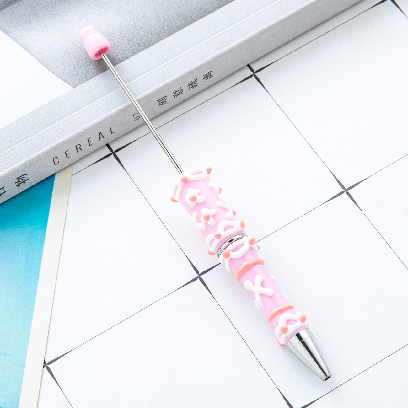 Spot cream glue hand-painted bead pen DIY hand-painted oil ballpoint pen Macaron plastic beaded ballpoint pen