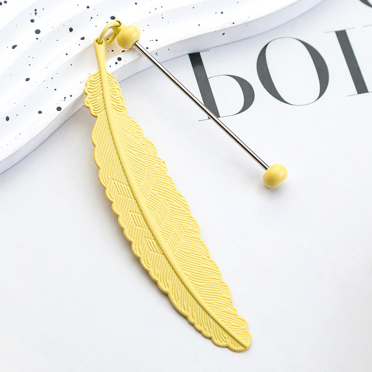 Spot metal feather bookmark creative DIY beaded bookmark pendant children's reward small gift mark book page folder