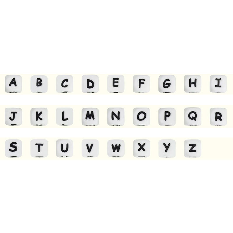 12 mm European and American English Alphabet Silicone Beads DIY Beaded Jewelry Bracelet Necklace Food Grade Silicone Alphabet Beads Random Mix