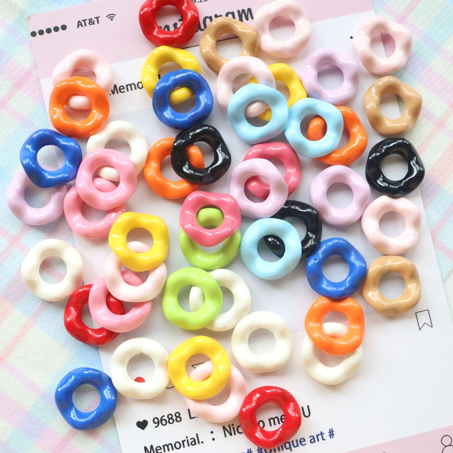 16Mm Paint Colors Stacked Music Lace Large Hole Wavy Skirt DIY Beaded Mobile Phone Chain Bag Pendant Material Accessories