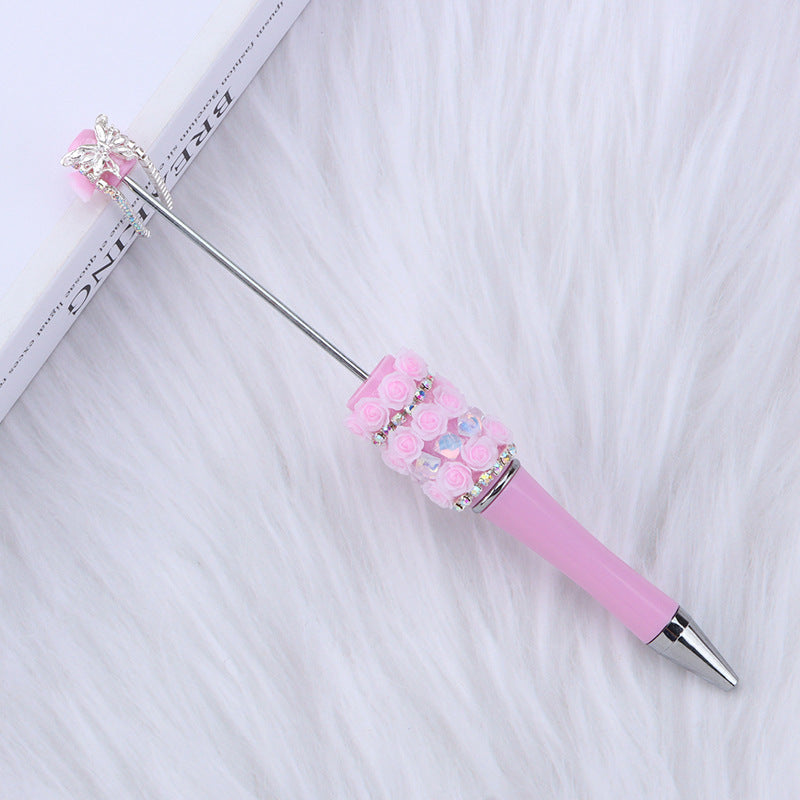 Creative DIY rose petal bead pen, exquisite handmade diamond beaded pen, girl heart blind box gift pen