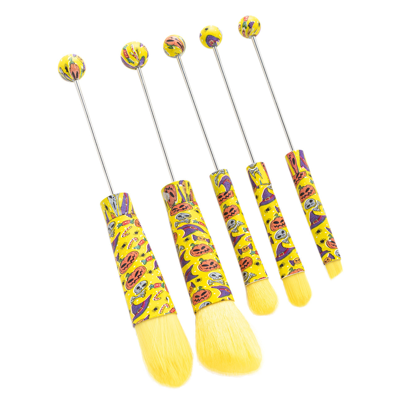 DIY metal handle beaded makeup brush, concealer brush, eyeshadow brush, eyebrow brush, Christmas and Halloween series makeup brush set.