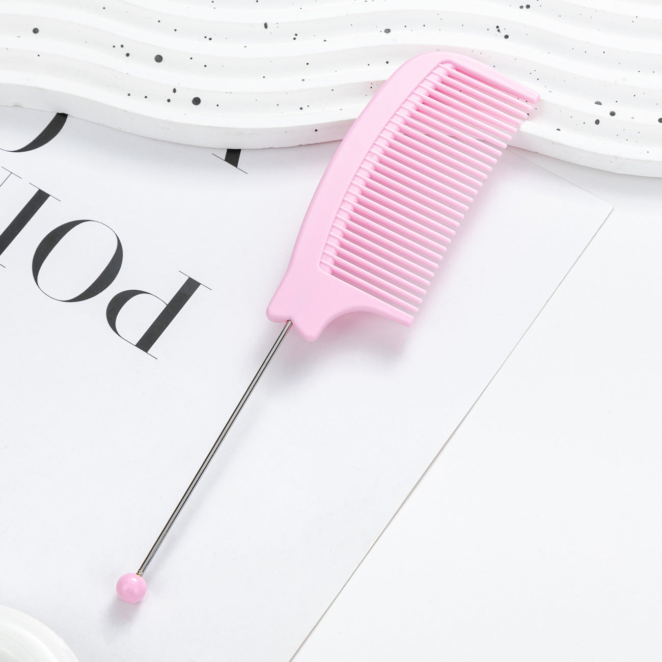 DIY Beaded Comb Hair Highlights Comb Beauty Styling Comb Steel Needle Comb Plastic Tip Tail Comb Hair Salon Hair Tool