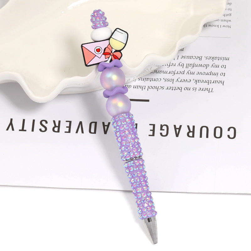 Creative new cartoon rotating bead pen heavy industry glitter high value new ins wind bead pen ballpoint pen