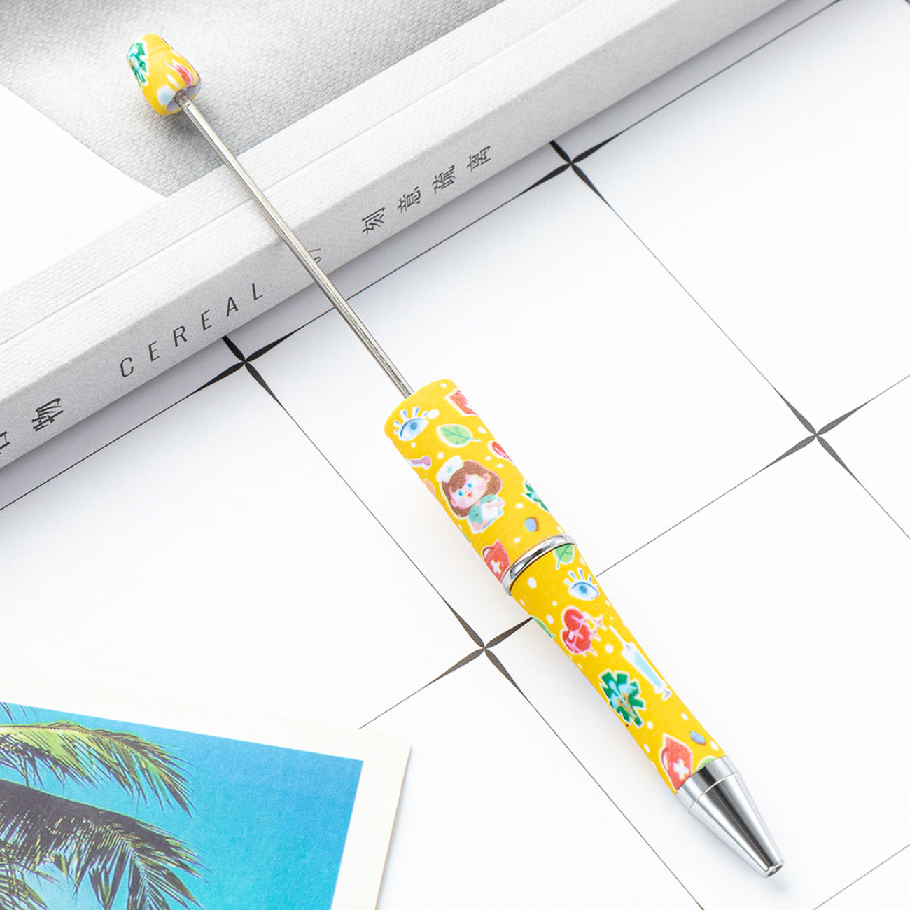Creative DIY plastic bead pen new nurse section series beaded ballpoint pen spot wholesale printing bead pen