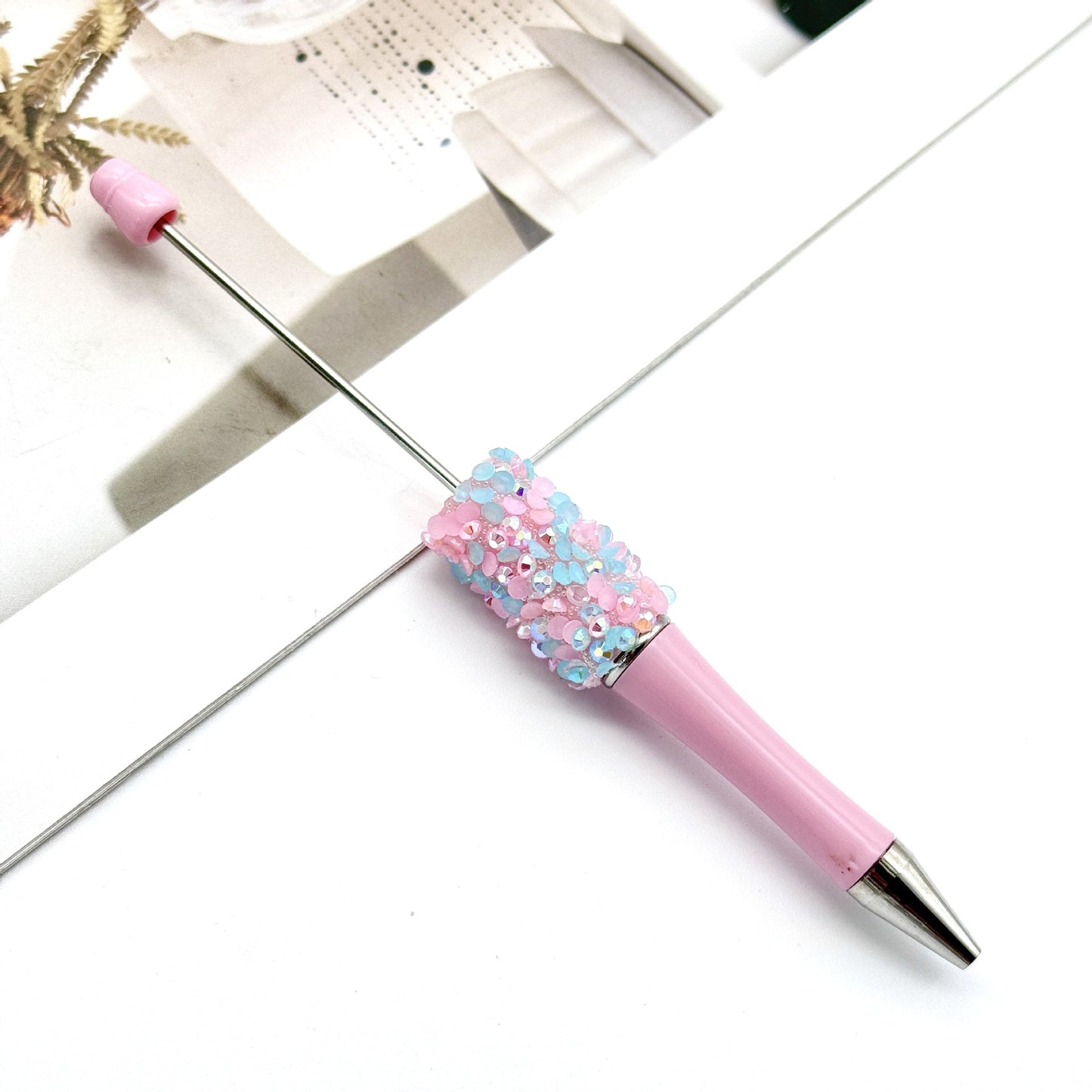 New DIY petal sequined bead pen, Macaron multi-color bead-piercing ballpoint pen cross-border sprouting pen manufacturers wholesale