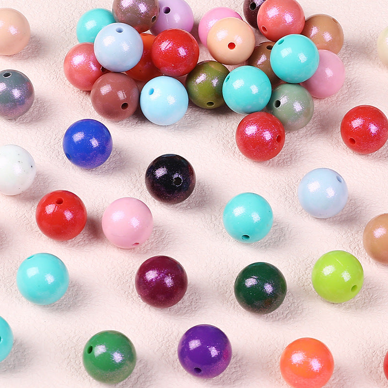 15Mm Chameleon Round Beads Silicone Loose Beads Children's DIY Beaded Bracelet Necklace Oil Spray Mist Color Silicone Bead Accessories Random Mix