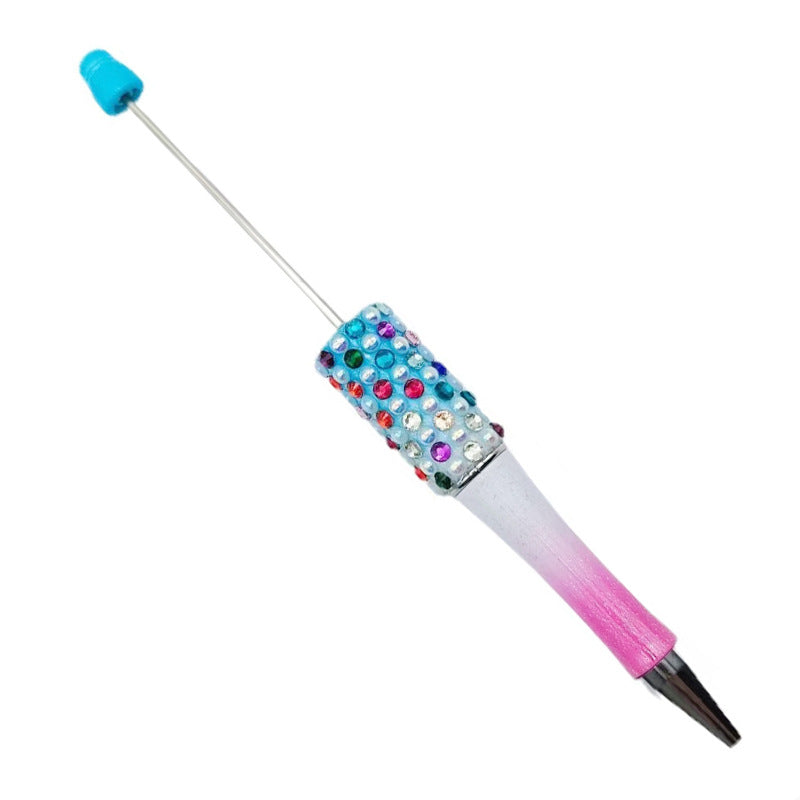 Gradual change color candy diamond bead pen DIY handmade diamond pearl agate ballpoint pen, cute creative gift pen