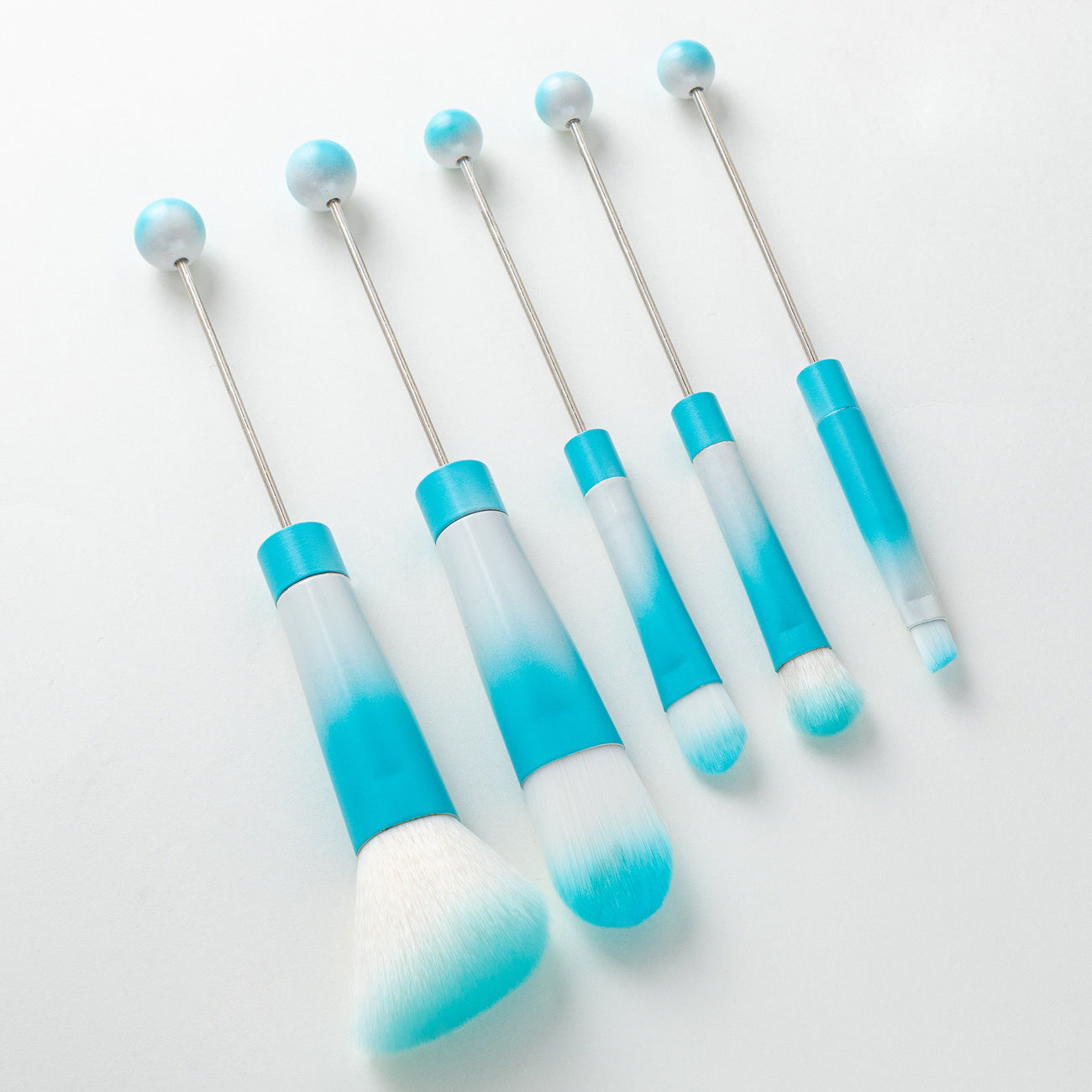 DIY metal handle string beads makeup brush set, concealer brush, eyeshadow brush, eyebrow brush, makeup, makeup tools wholesale